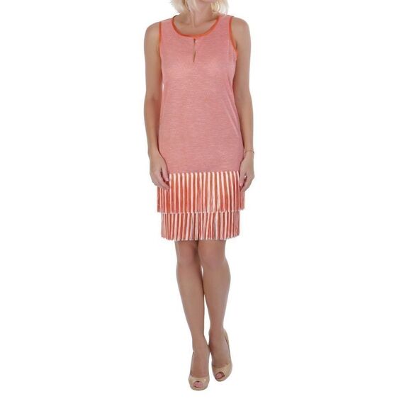 New Pin-Up Stars Women S US/EU 42 Dress Summer Sun Cover-Up Orange Fringe Mini - Picture 4 of 5